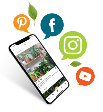 Photo with social icons